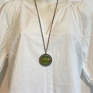 Peacock chain and pendant Long Vintage Antique gold tone